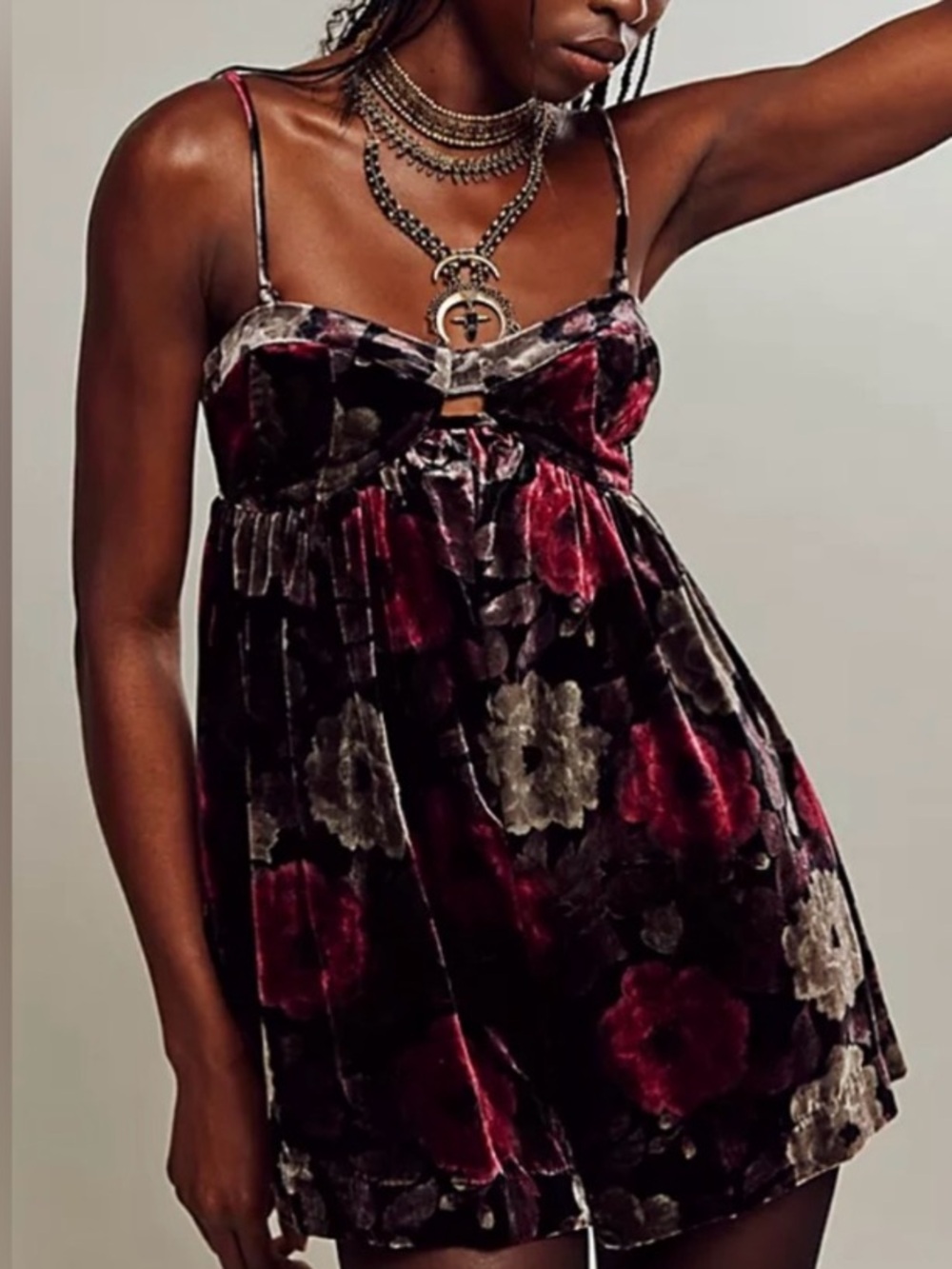 Free People Luna Velvet Romper XS